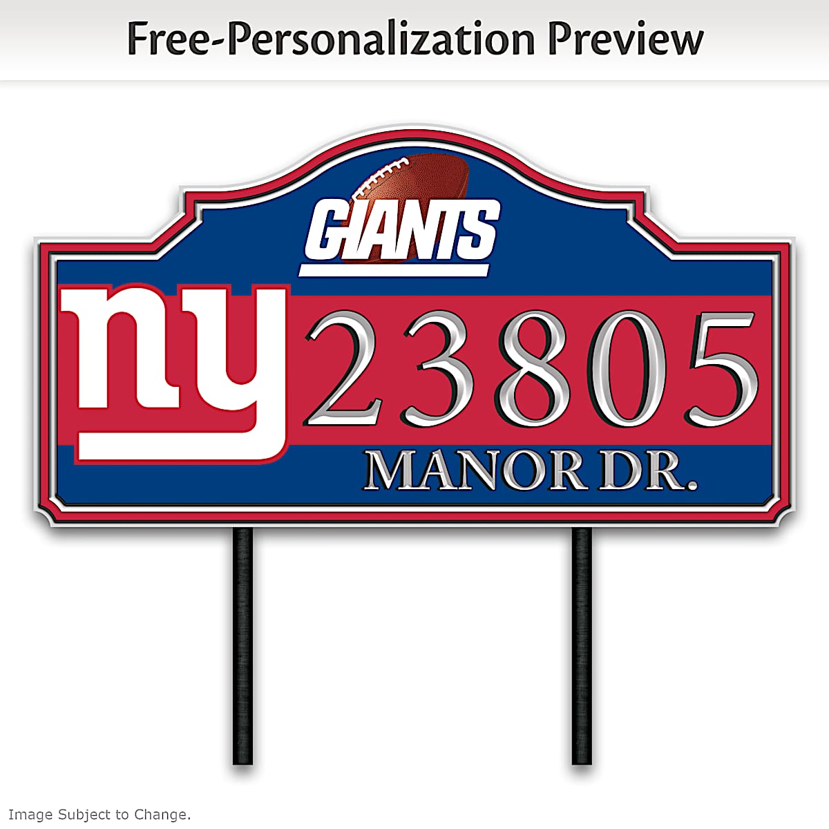 New York Giants Personalized NFL Outdoor Address Sign Featuring
