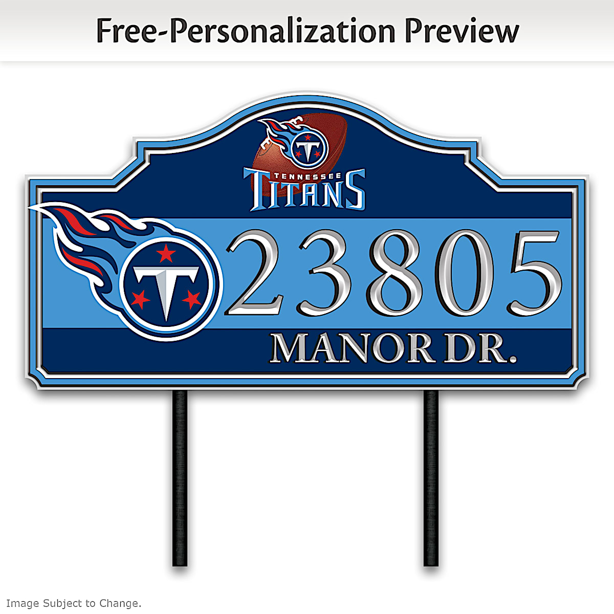 The Bradford Exchange Tennessee Titans Personalized Outdoor Address Sign