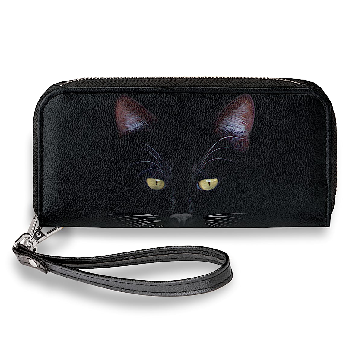 MystiCool Cat Womens Cat-Themed Black Faux Leather Wallet With A 