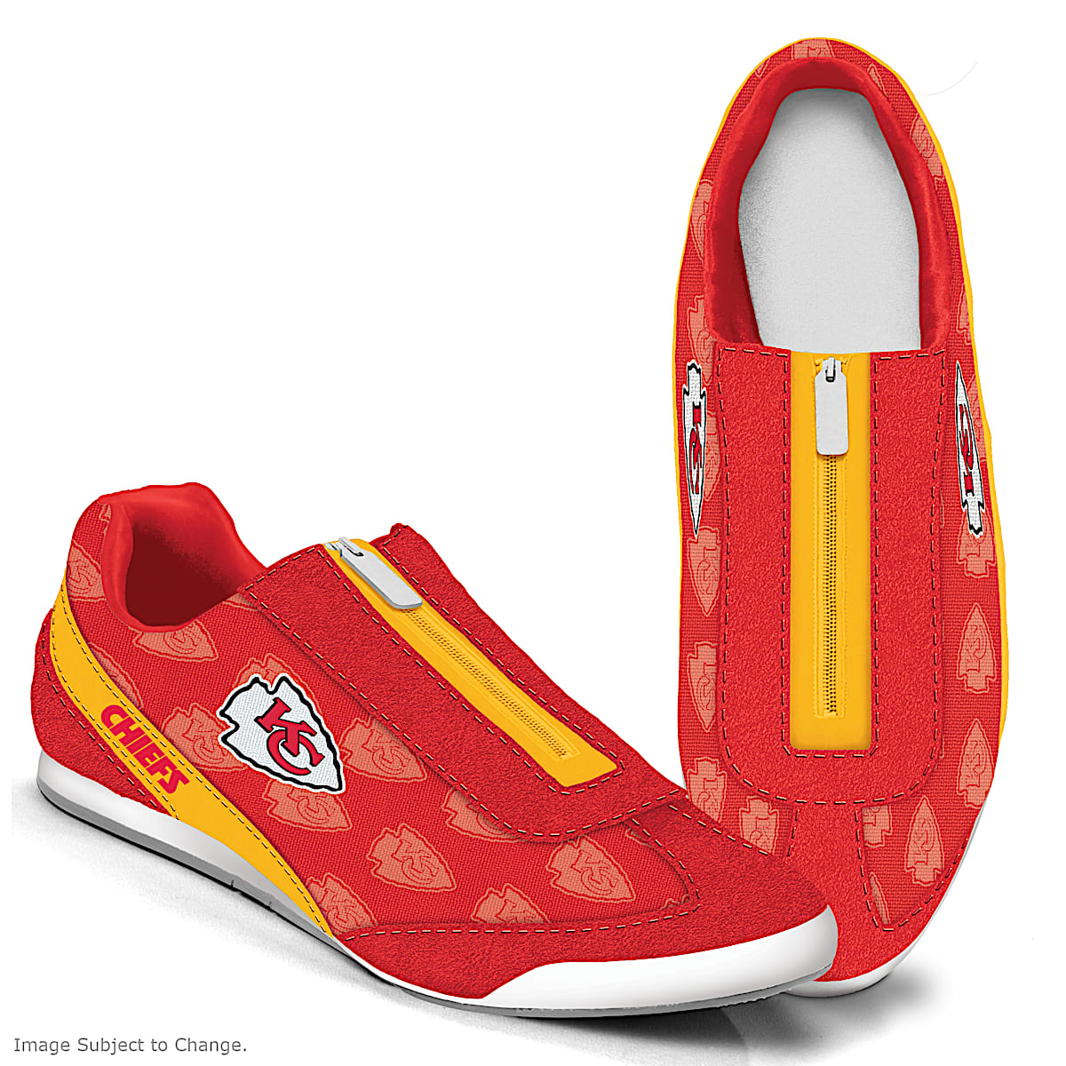 Kansas City Chiefs Logo-Pattern Zipper Canvas Sneakers