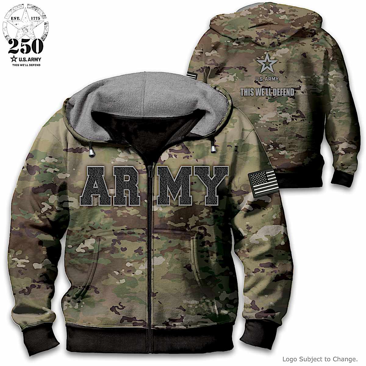 Army zip sale up hoodie