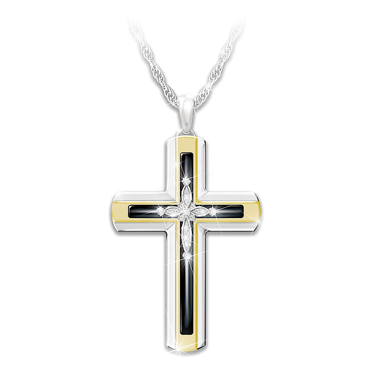 Pendant Cross Black Stones in silver – THOMAS SABO