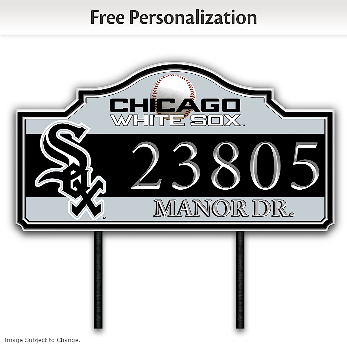 Chicago White Sox Personalized MLB Outdoor Address Sign