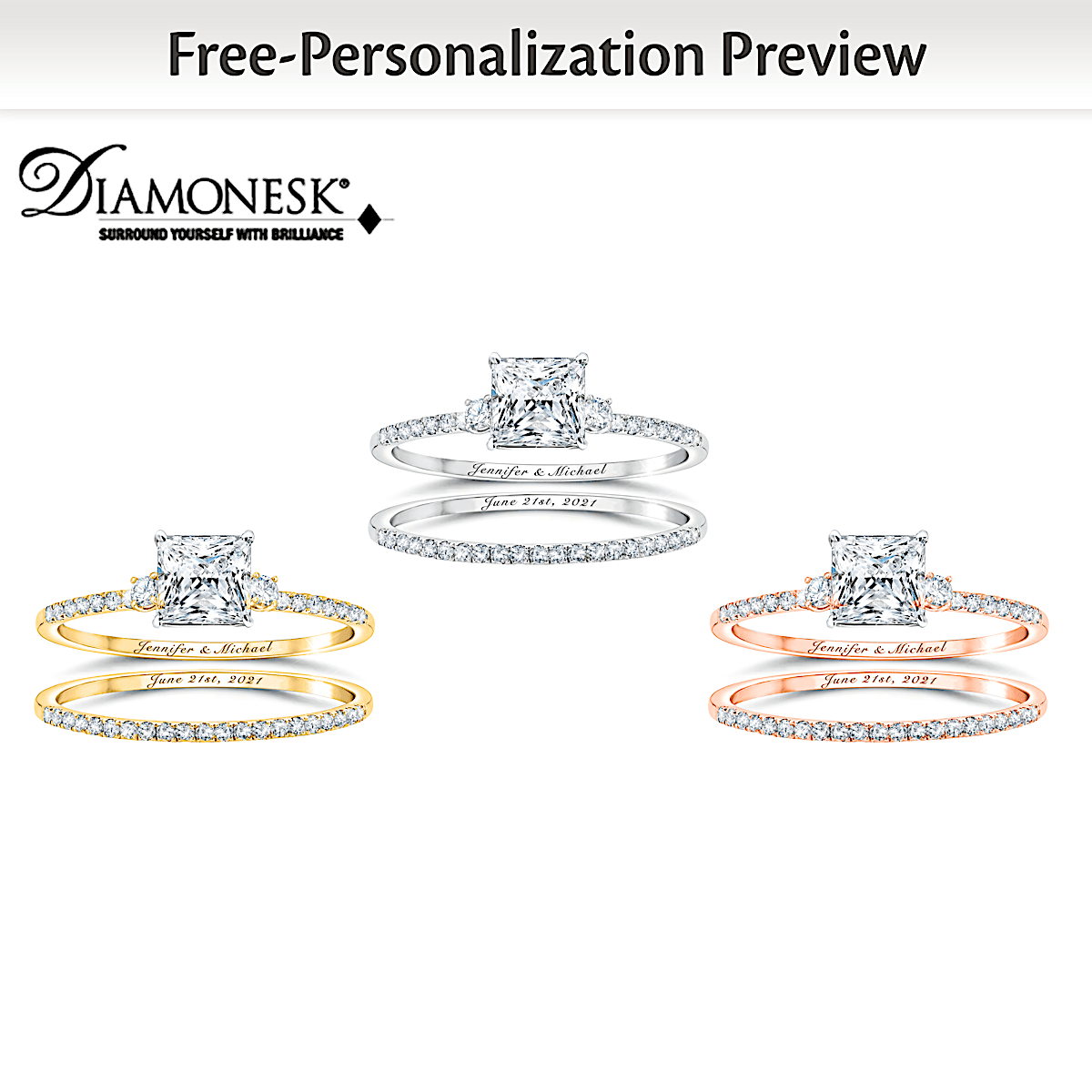 Forever And Always 10K Gold Simulated Diamond Bridal Ring Set