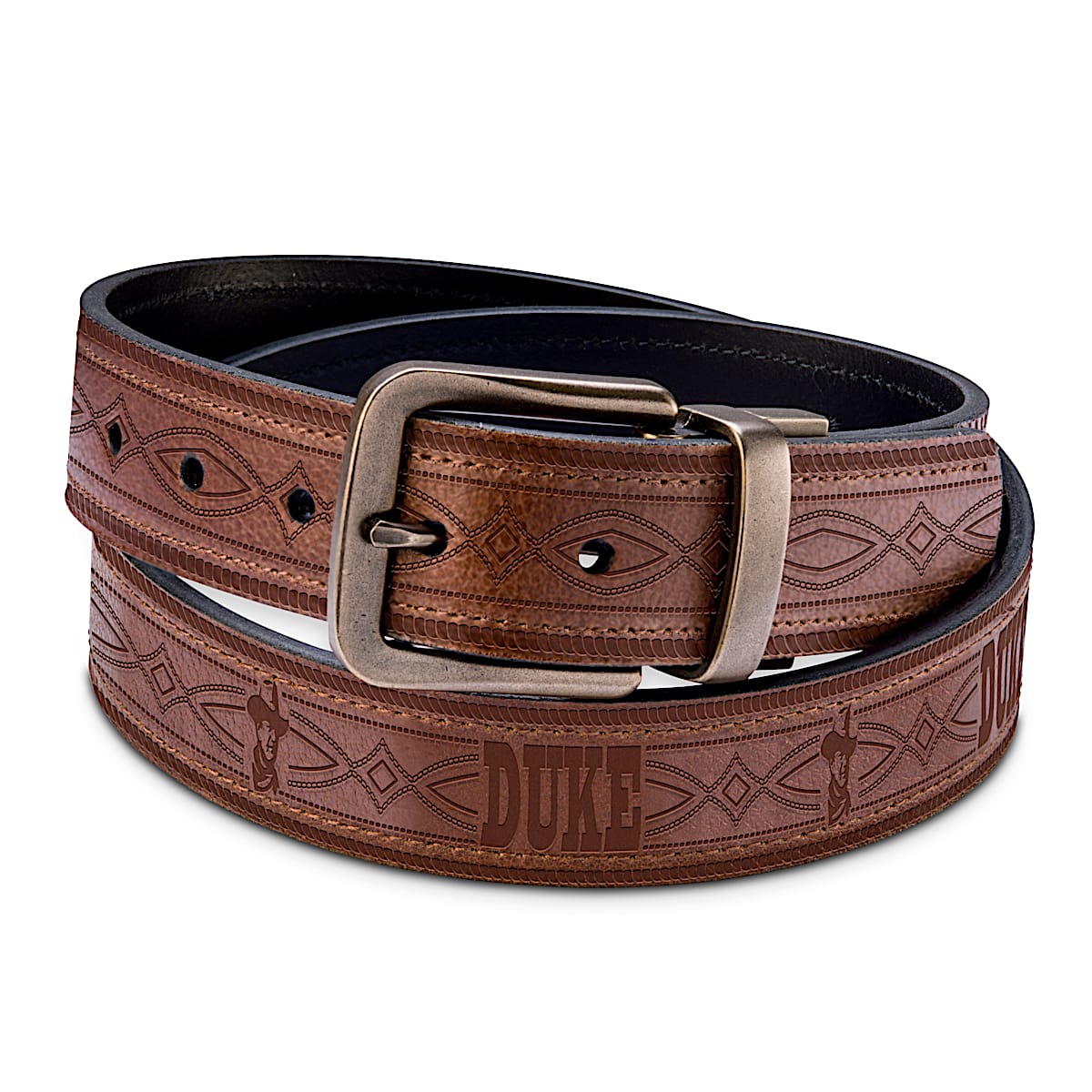 Vintage Brazos Joe Belt Co Tooled Leather Hunting & Fishing Belt
