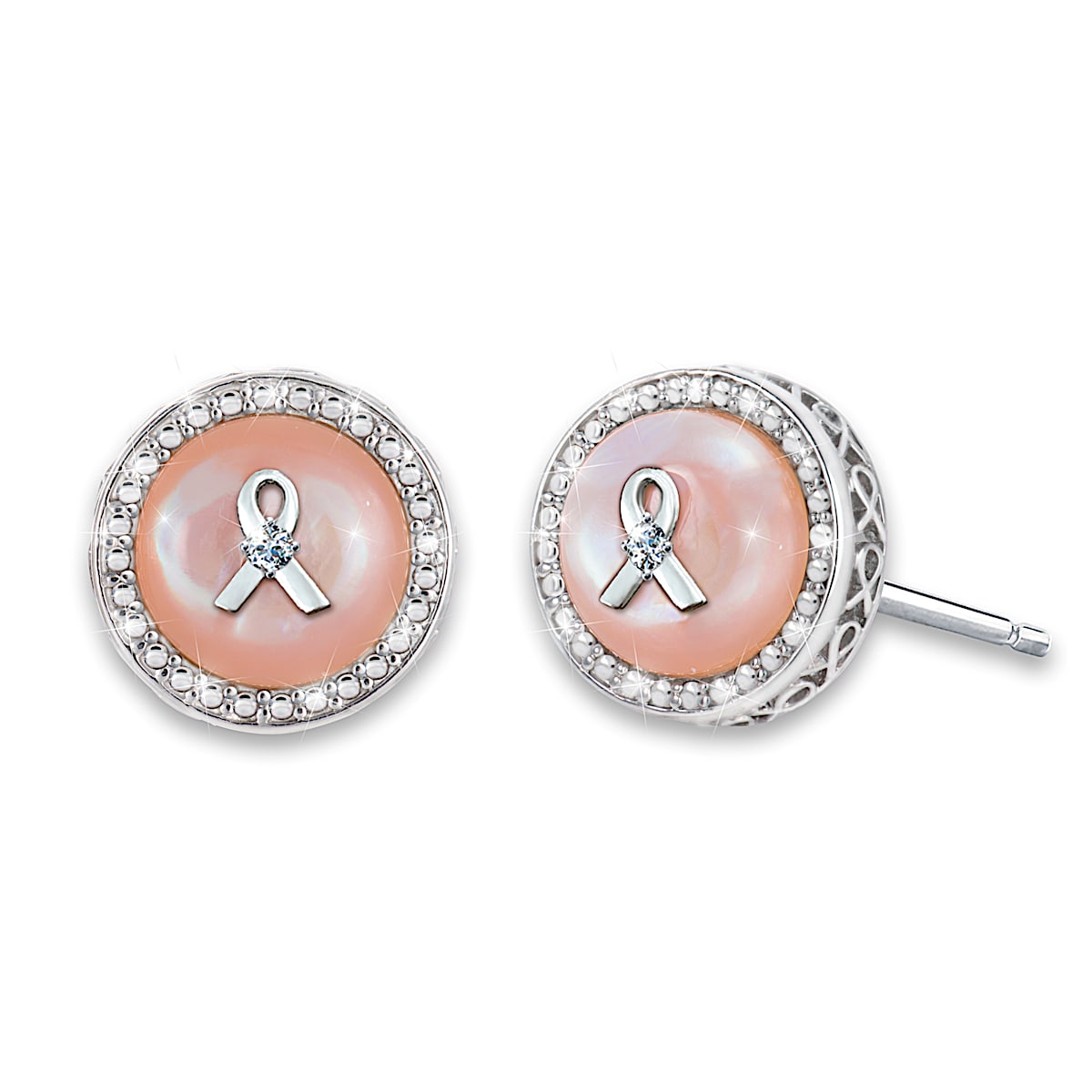 Cancer ribbon earrings deals
