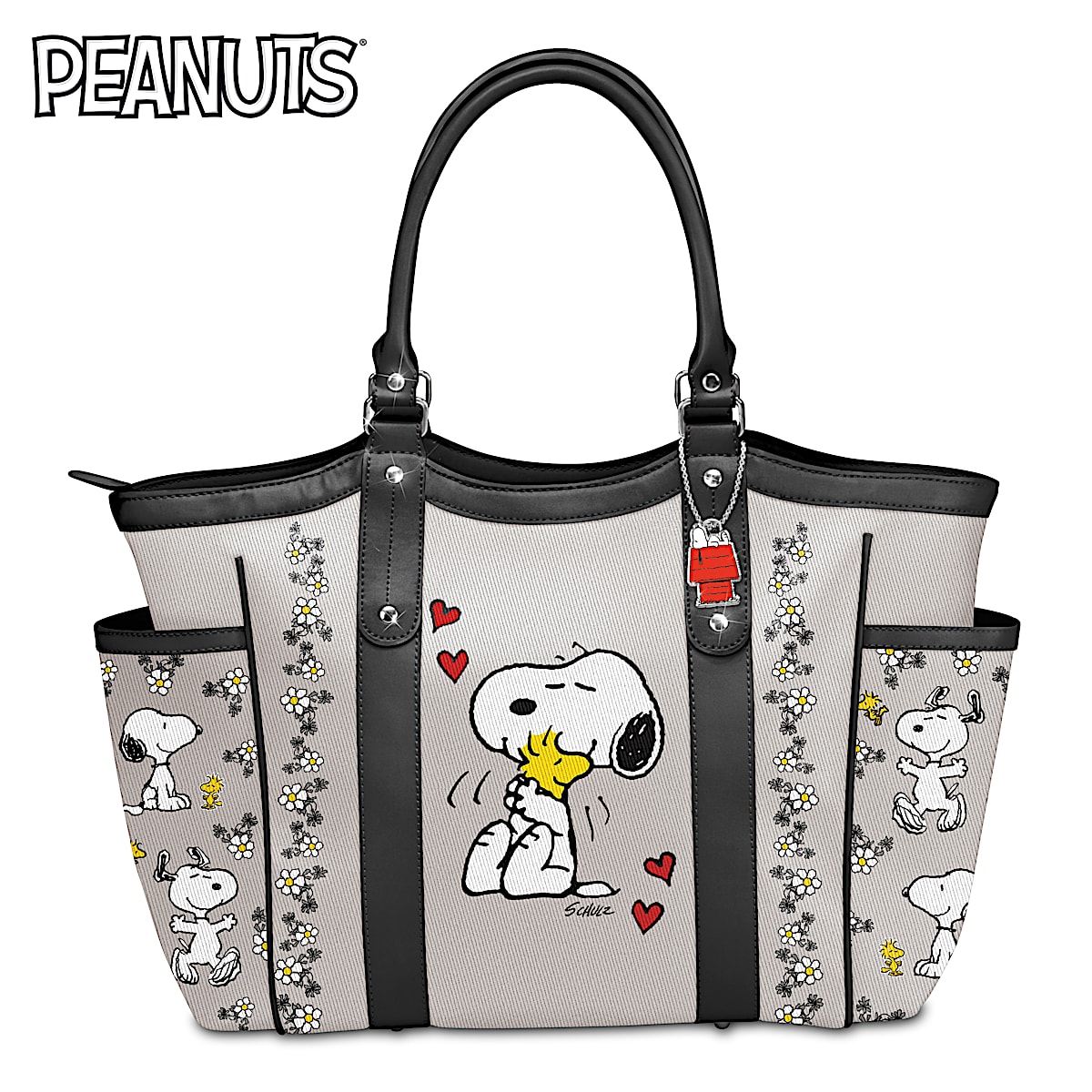 Snoopy Leather Tote Bag Snoopy And Friends Prints Handbag Birthday Gift