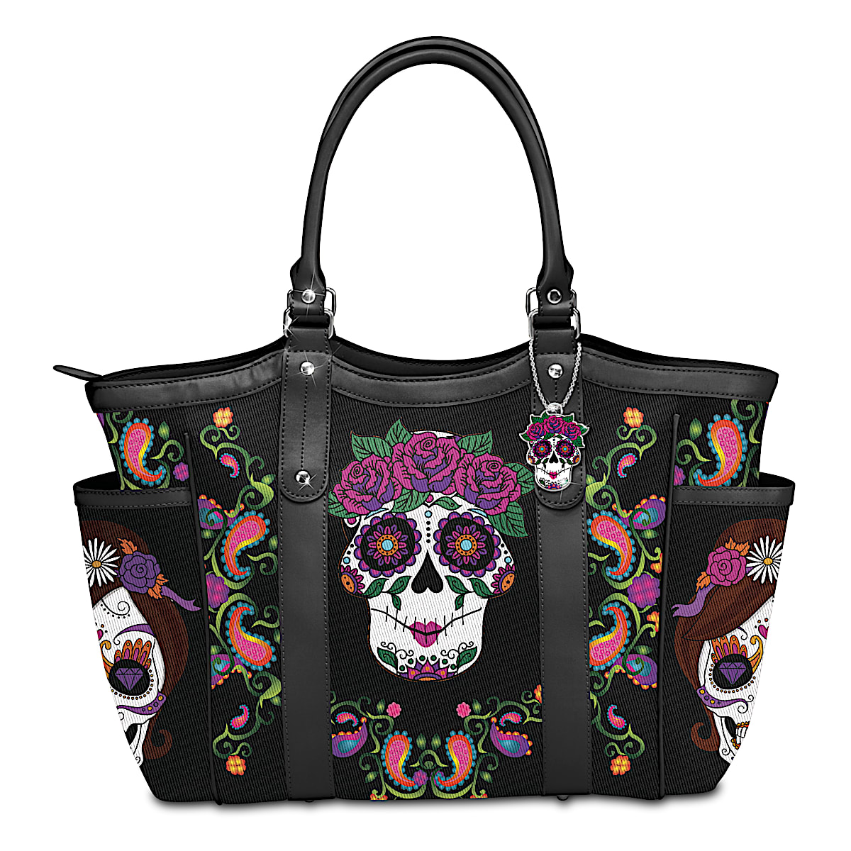 Sugar Skull Coffin Convertible Backpack Black Halloween Purse Bag Day Dead Gift Gothic Coffin Backpack Purse for Women Mini Halloween  main image 2