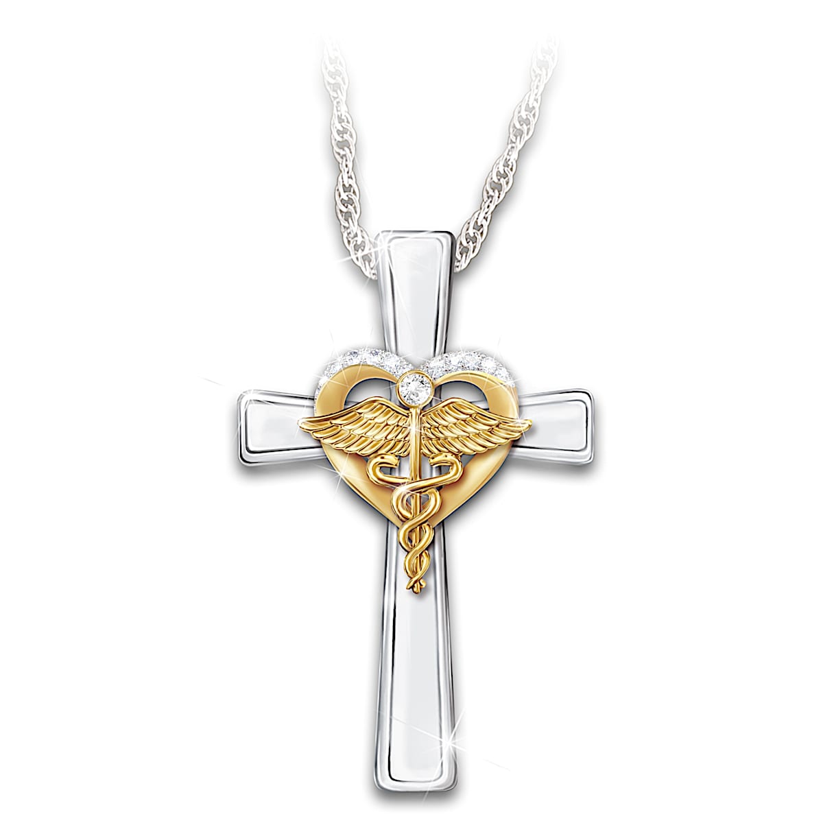 Faithful Caring Sterling Silver Cross Pendant Necklace Featuring The ...