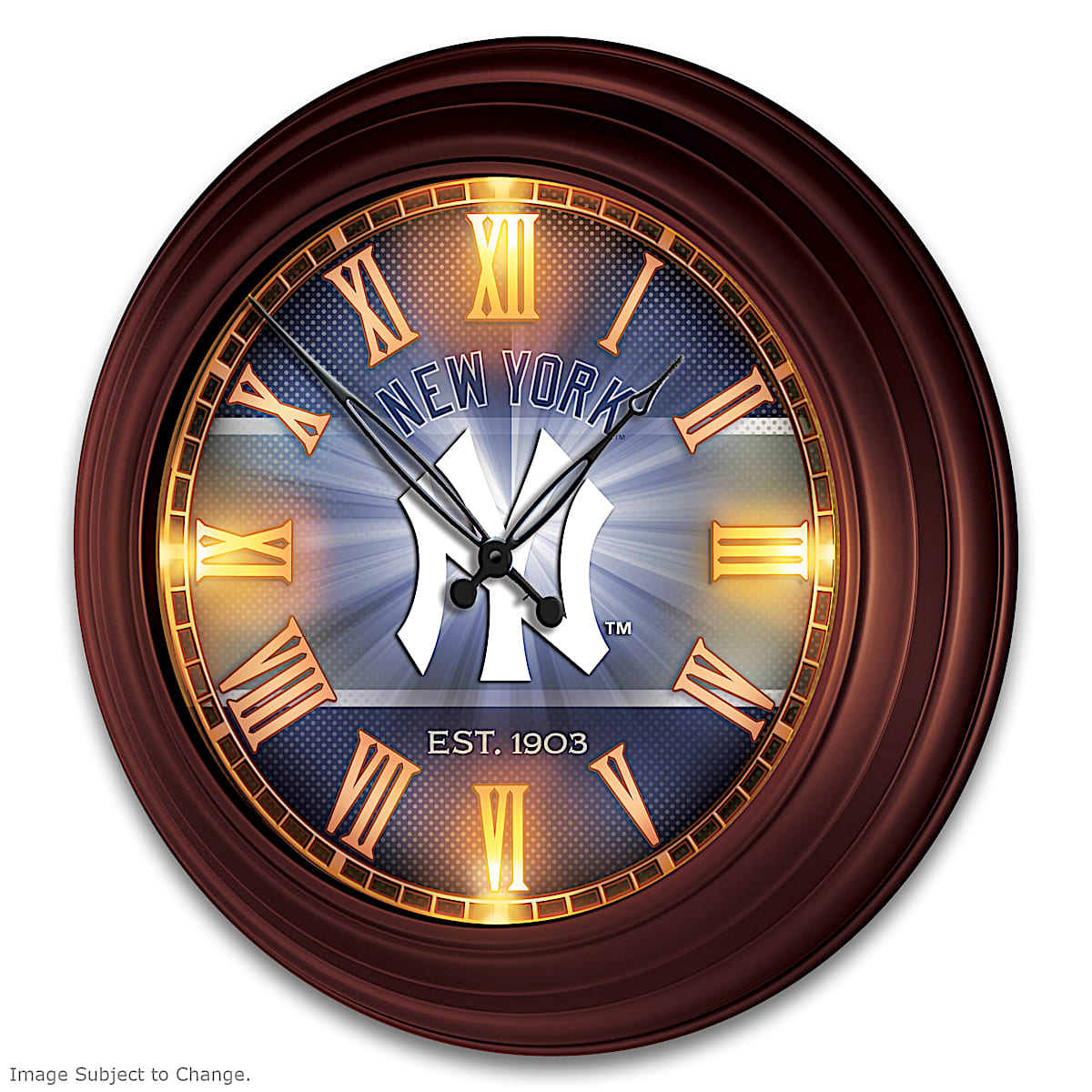 New York Yankees MLB Outdoor Illuminated Atomic Wall Clock Featuring A