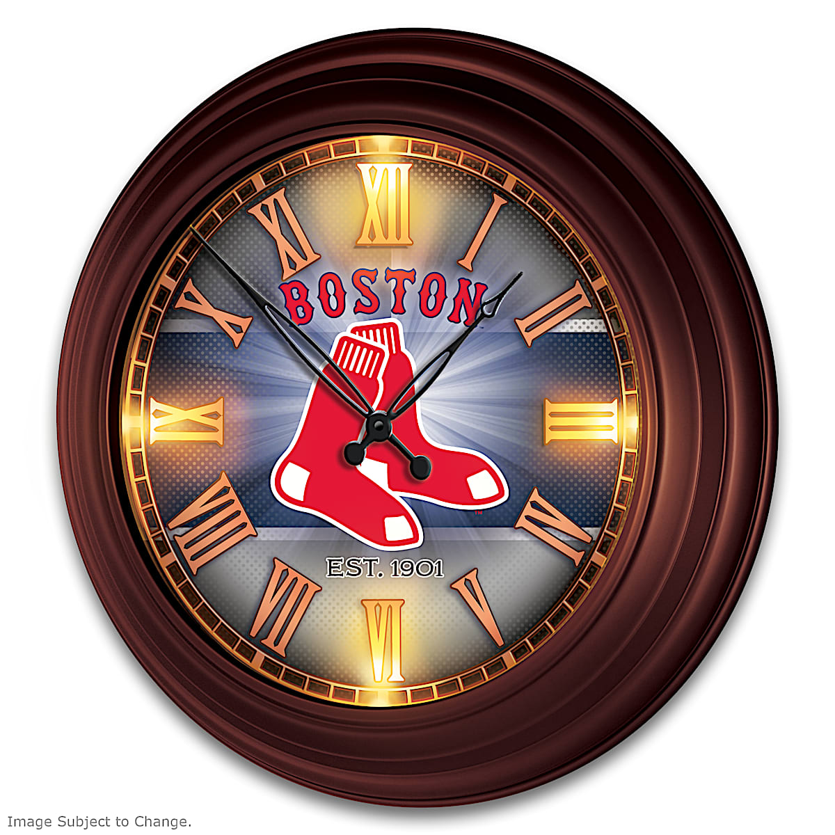 Boston Red Sox MLB Outdoor Illuminated Atomic Wall Clock Featuring A