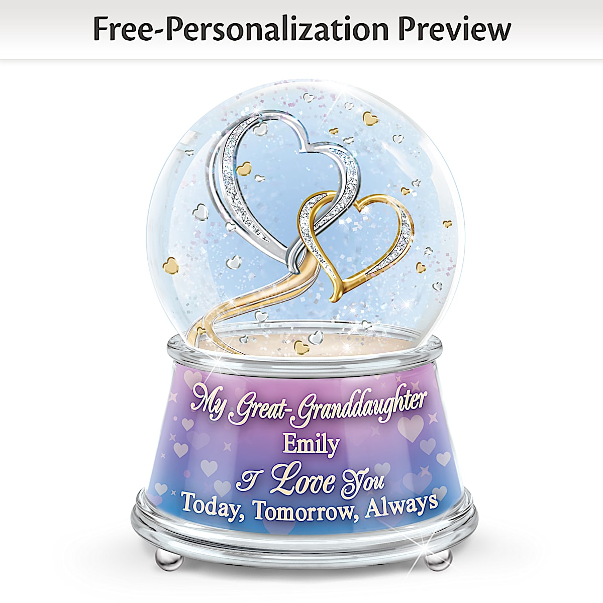 The Bradford Exchange My Heart My World Musical Glitter Globe 2