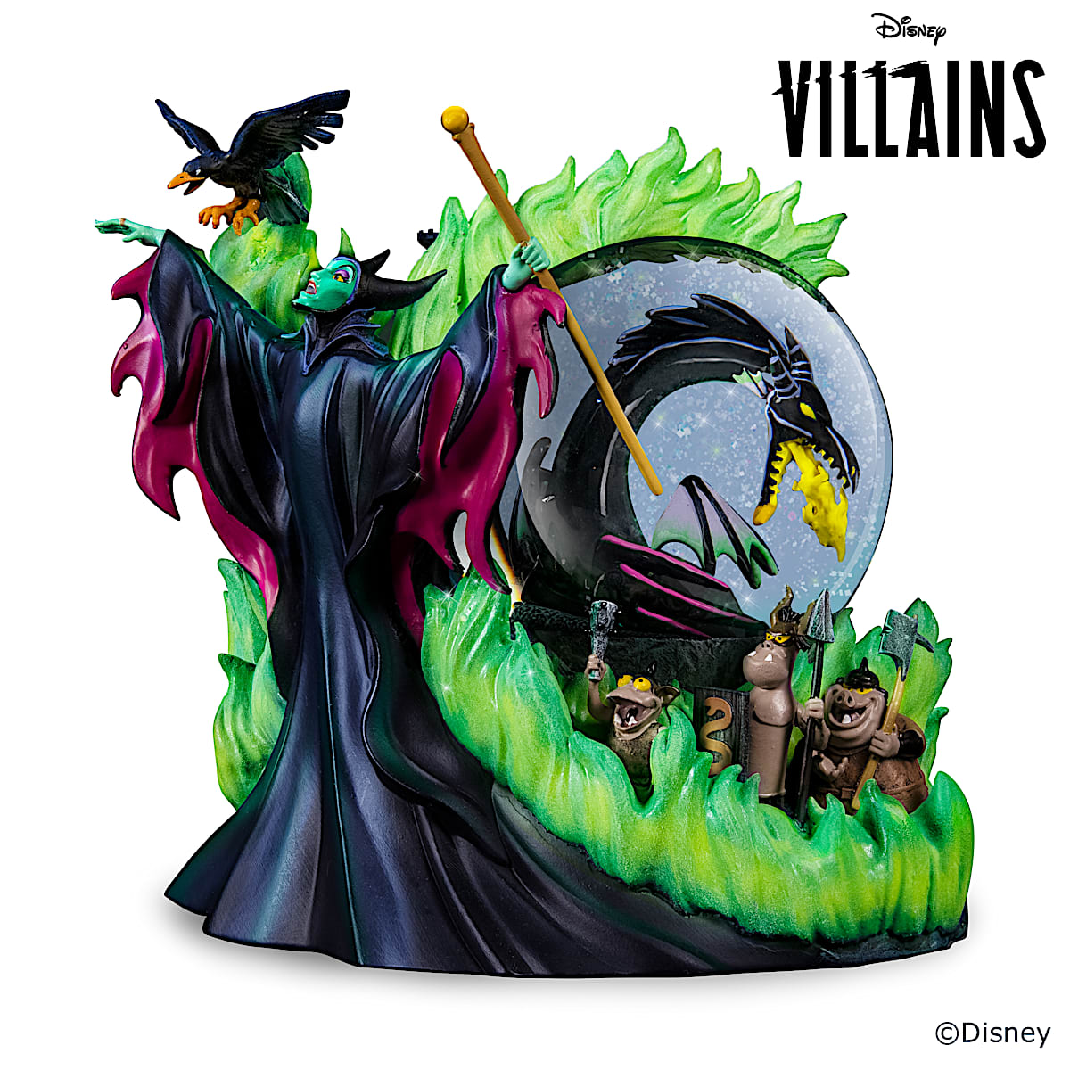 Disney Villains So Many Curses, So Little Time: Maleficent Glow-In-The-Dark  Musical Glitter Globe