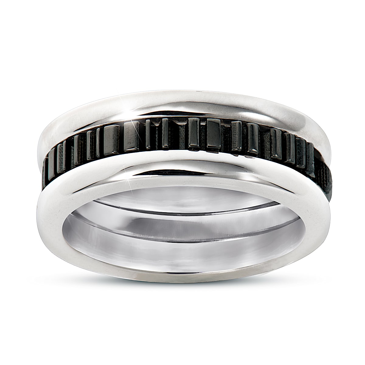 Mens Platinum Plated Ring Engraved Inside With The Hidden Sentiment I Love You Forever And Always
