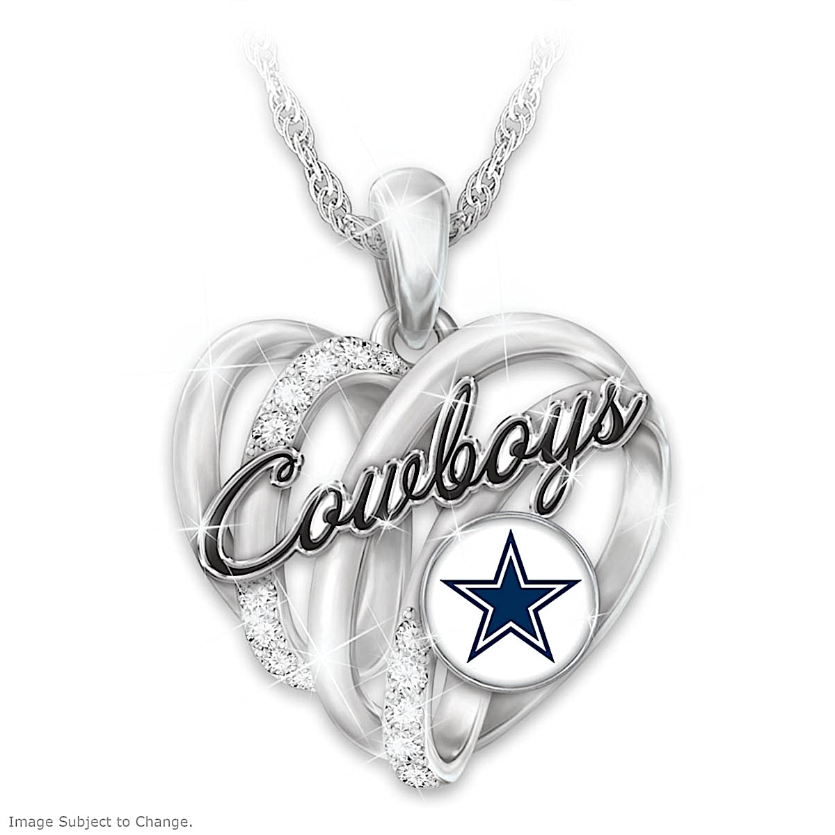Sterling Silver Nfl Dallas Cowboys Crystal Football Necklace | Nfl | Shop  The Exchange