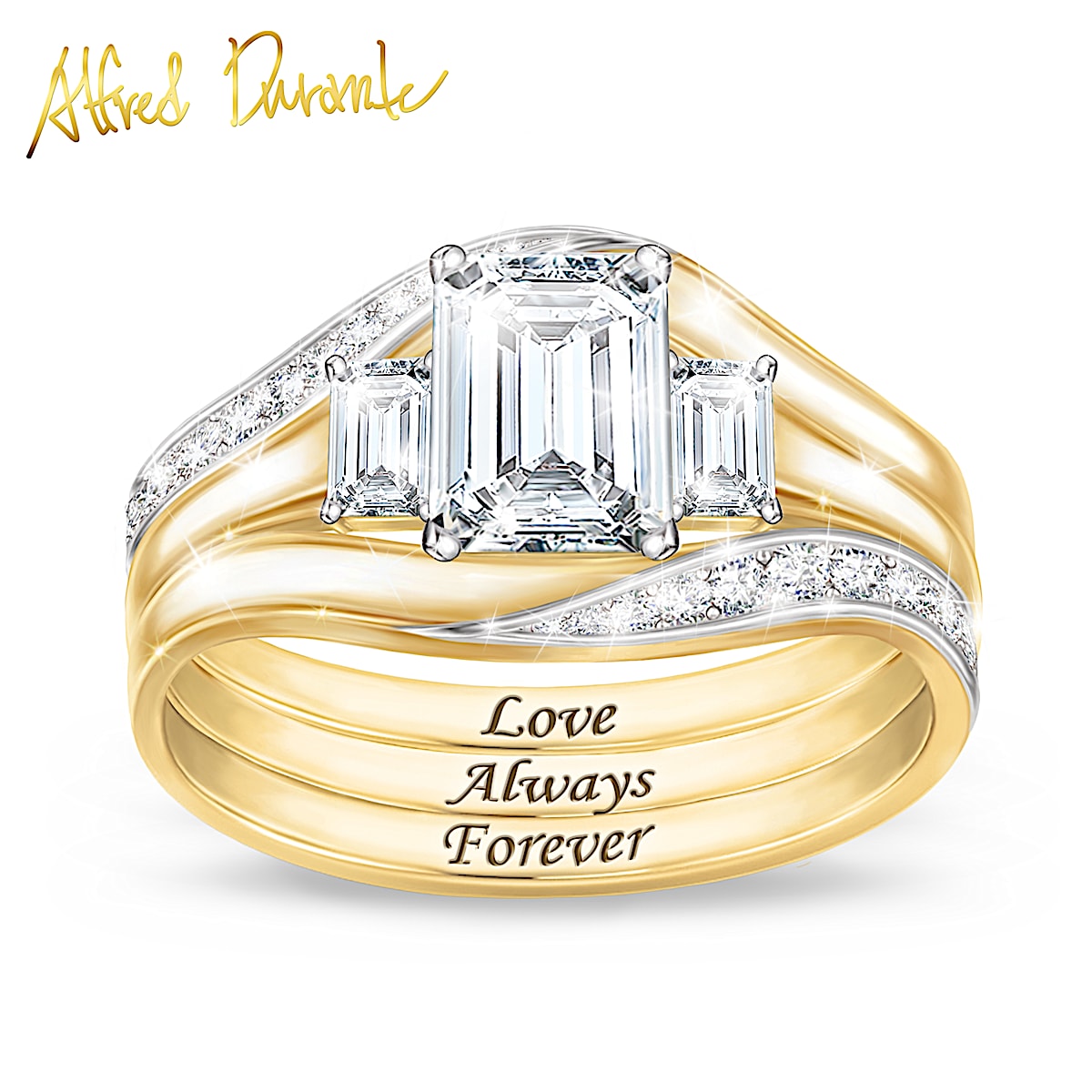 Alfred Durante Love Always Forever 18K Gold Plated Stacking Ring