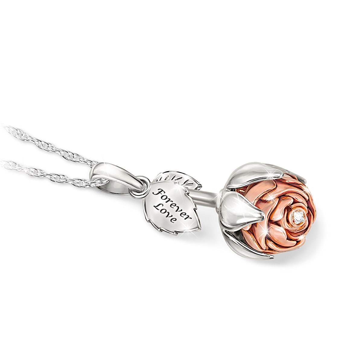 Necklace with rose charm sale