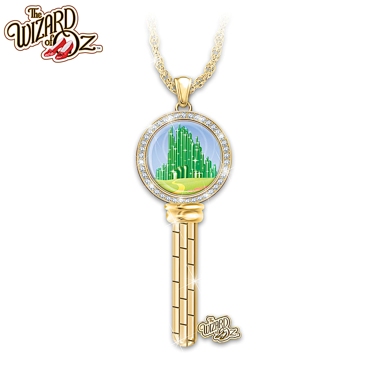 THE WIZARD OF OZ 18K Gold Plated Key Shaped Pendant Necklace With