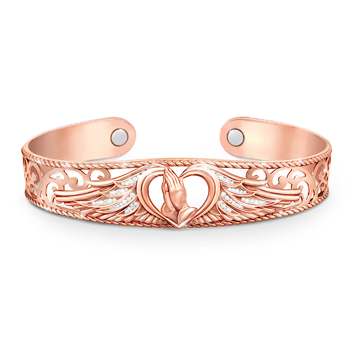 Adjustable Handmade Sculpted Copper Channel Silver Mesh Pink Red Purple Hearts Copper Cuff Bracelet Wide Handmade Boho Gift Statement main image 1