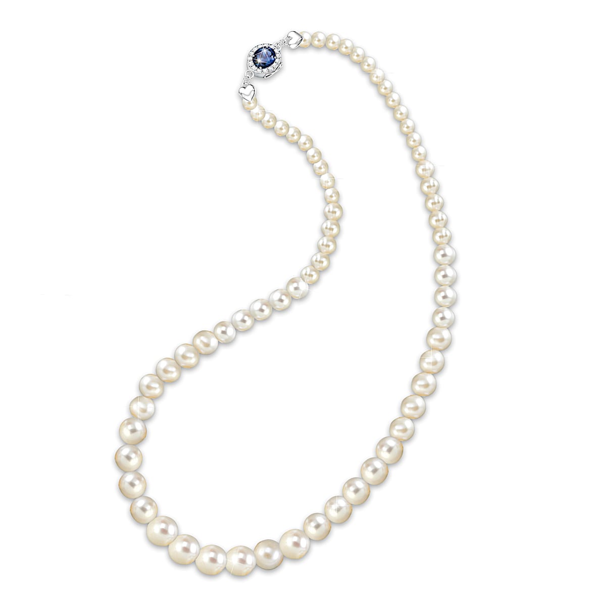 ★SENTIMENTS★ NO.437 [SILVER] PEARL RIBBON NECKLACE Cultured Pearl & White Lab-Created Sapphire Bow Necklace