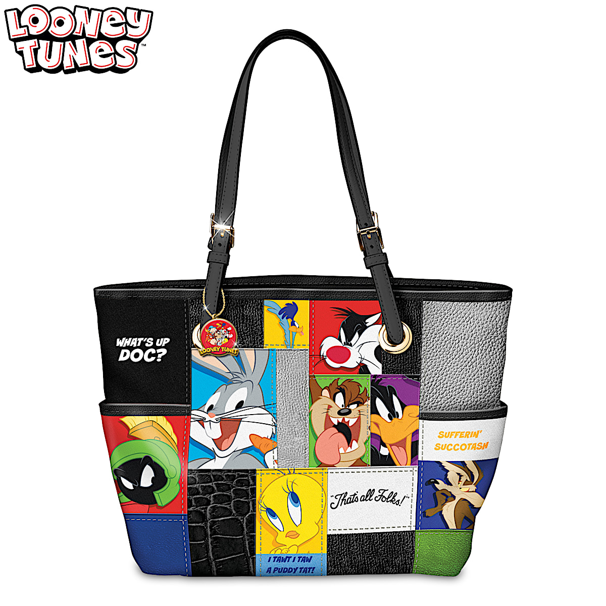 Warner Bros. Looney Tunes Black and Red Bag Vintage Looney Tunes Duffle Bag - Limited – BlackMilk Clothing main image 2