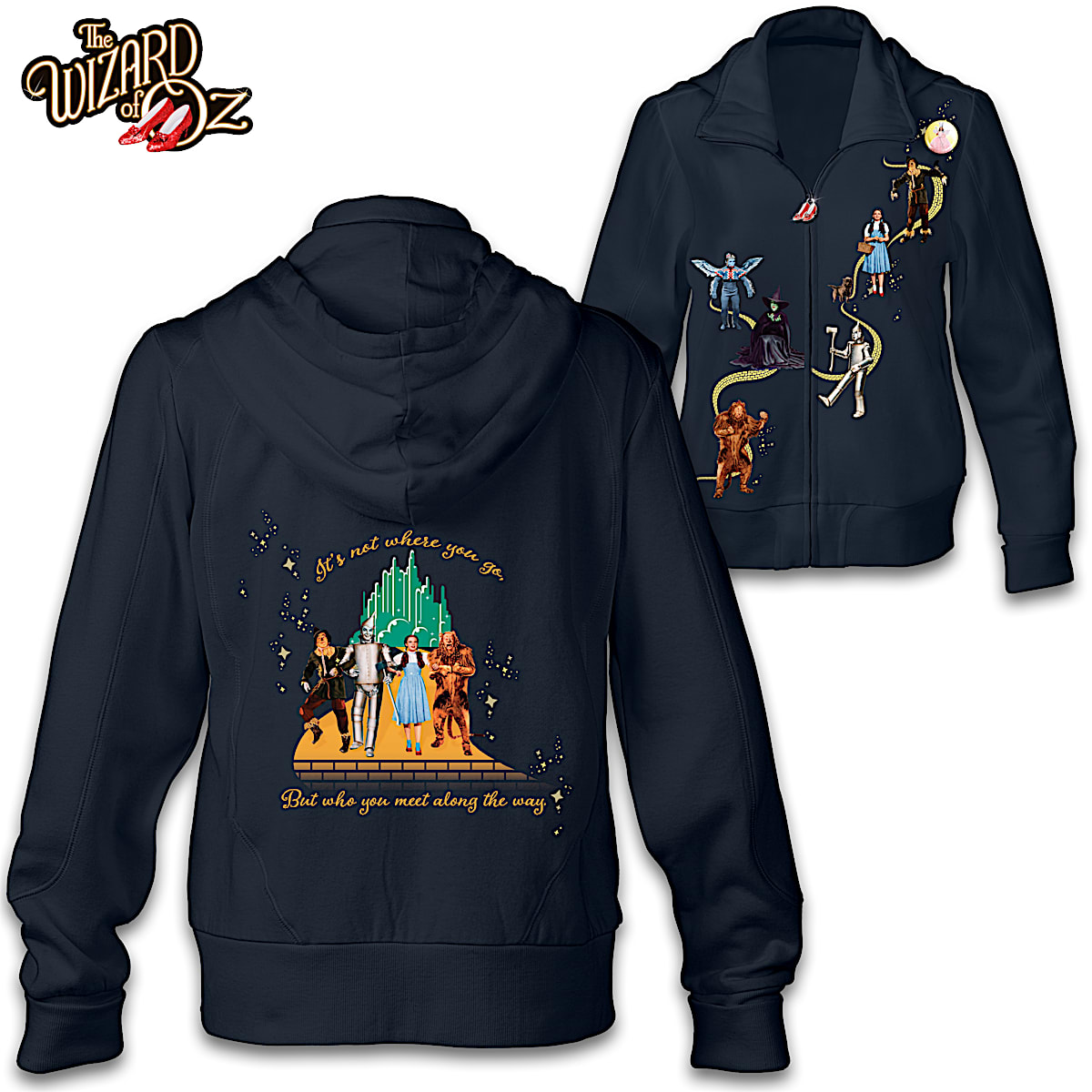 THE WIZARD OF OZ Friends Forever Womens Black Full Zip Cotton
