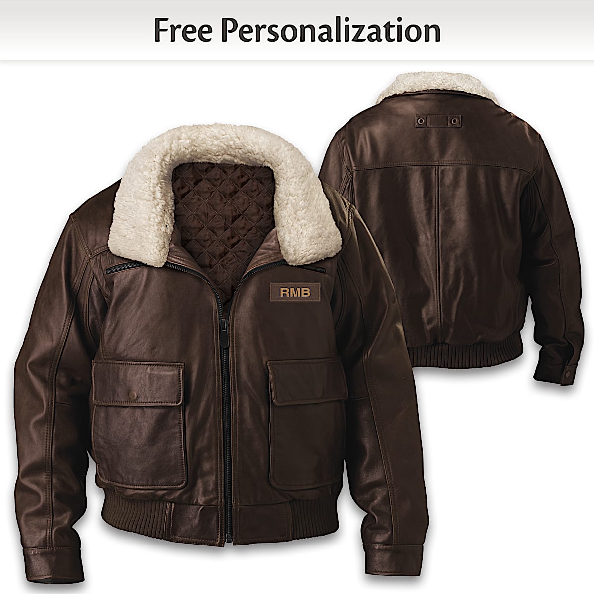 Leather Aviator Brown Leather Bomber Jacket With Detachable Faux ...