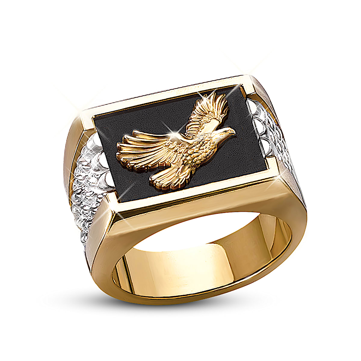 Solid 925 Sterling Silver Onyx Stone Turkish Handmade Eagle Design Luxury Heavy Men's Ring (8