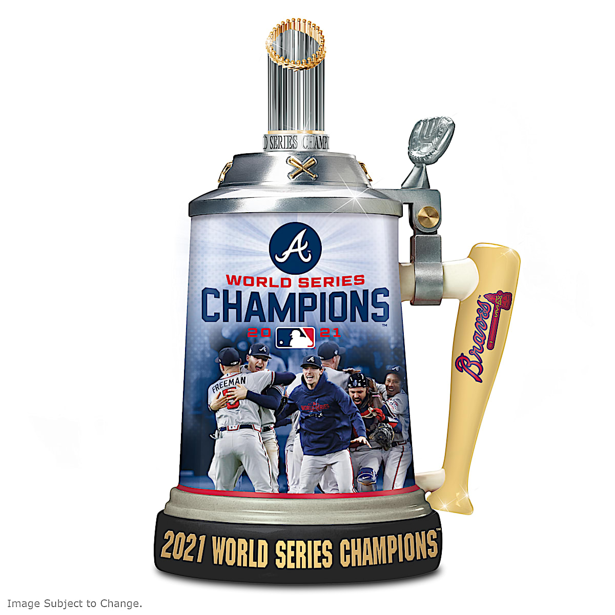 Official men's Atlanta Braves 4-Time World Series Champions Trophy