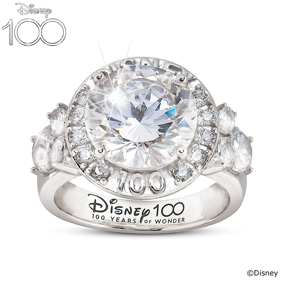 Womens Platinum Plated Special Edition Ring Featuring A Unique 100