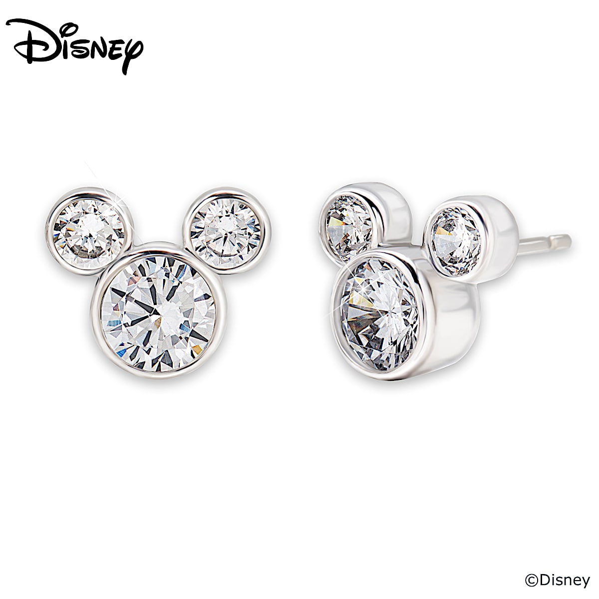 Disney Sterling Silver Crystal Mickey Mouse Earring Set - Walmart.com