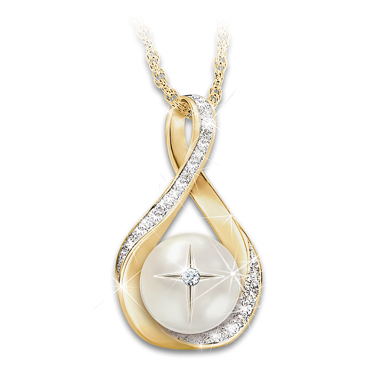 Gods Pearl Of Wisdom 18K Gold-Plated Infinity Pendant Necklace