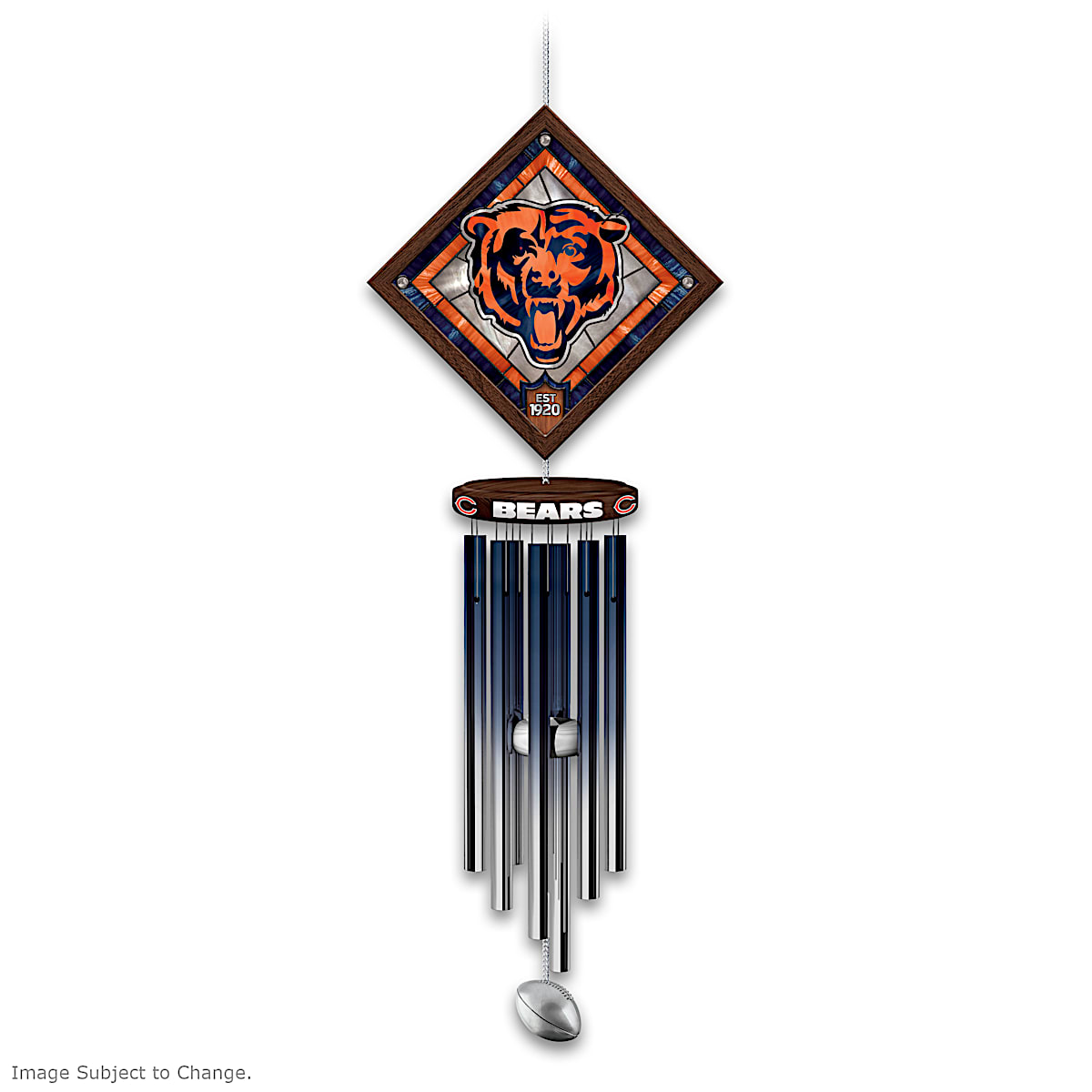 Chicago Bears NFL Wind Chime With Team Name, Logo, Colors And 8 Ombre