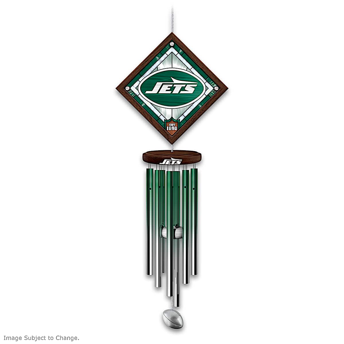New York Jets NFL Wind Chime With Team Name, Logo, Colors And 8