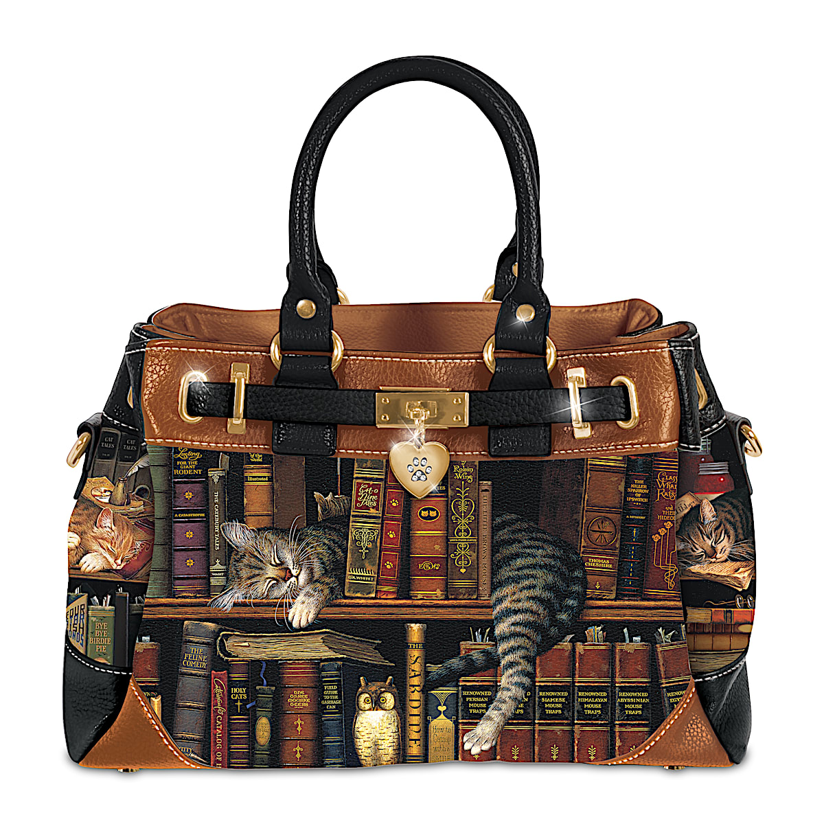Charles Wysocki Cat Art Faux Leather Handbag