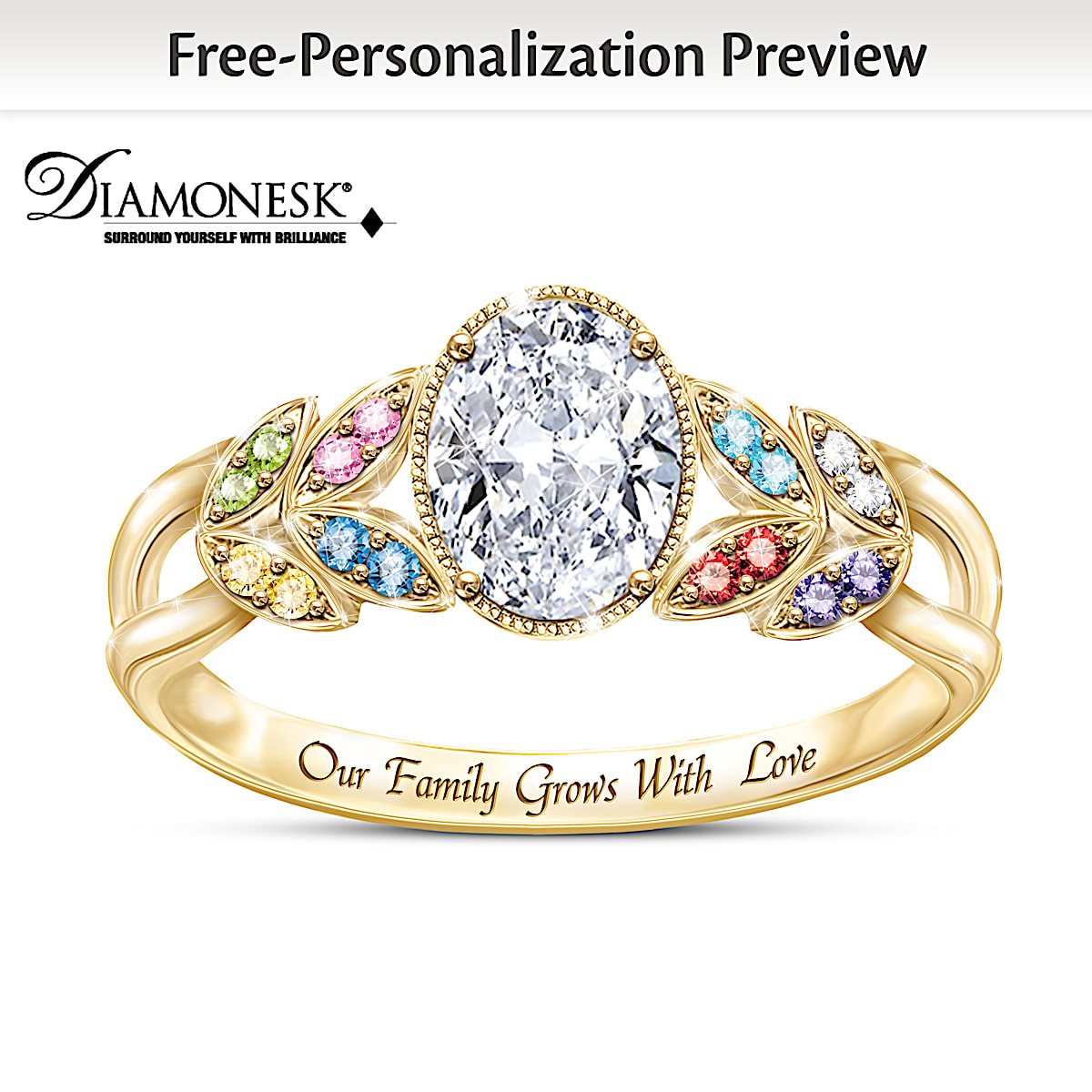 Yfmlm Rigs Our Family Grows With Love Womens Personalized 18K Gold-Plated ...
