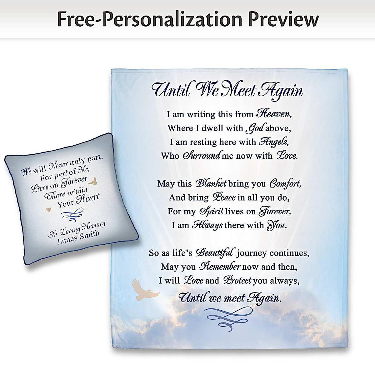 Remembrance Blanket And Personalized Pillow Set