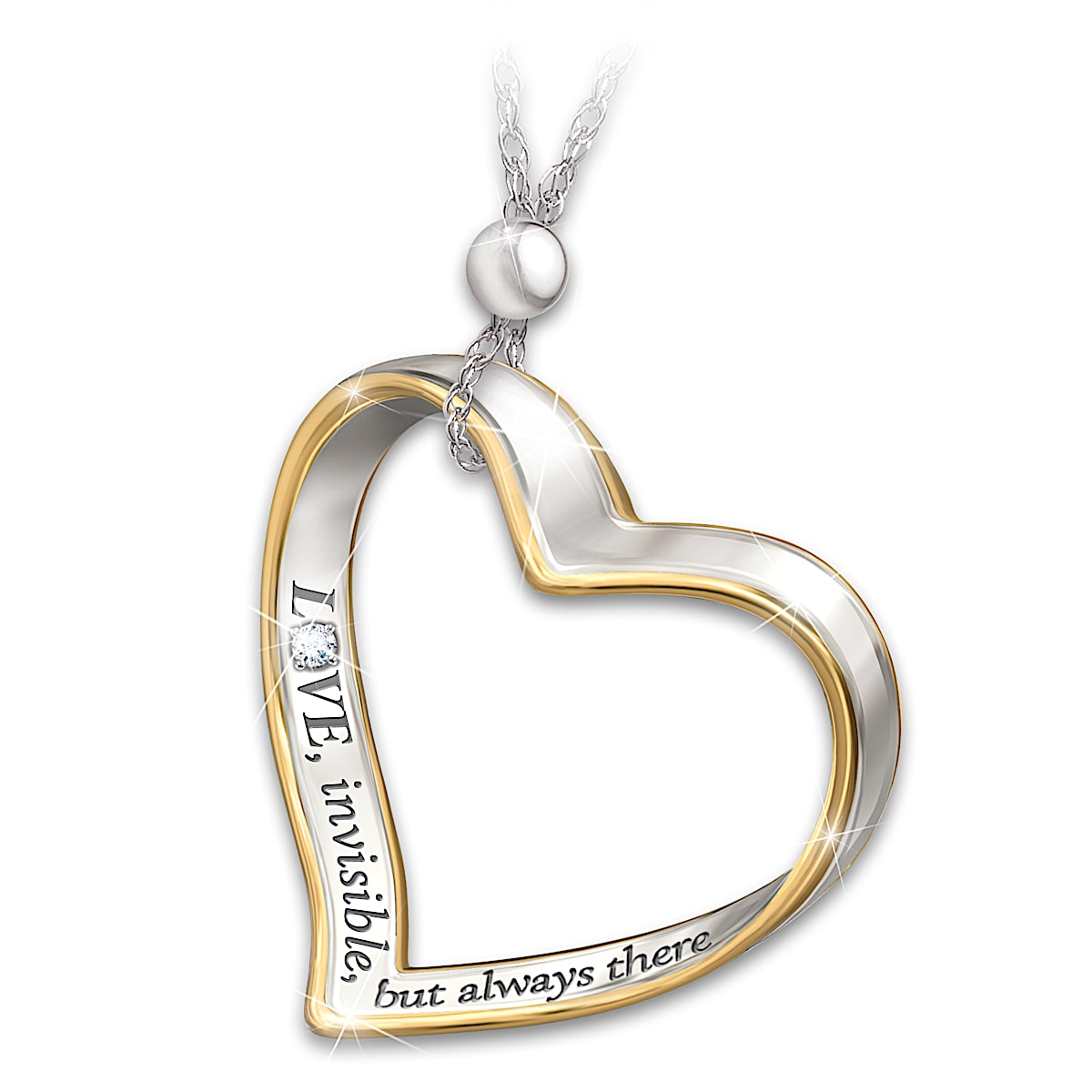 Heart Shaped Diamond Pendant with Uplifting Engraving