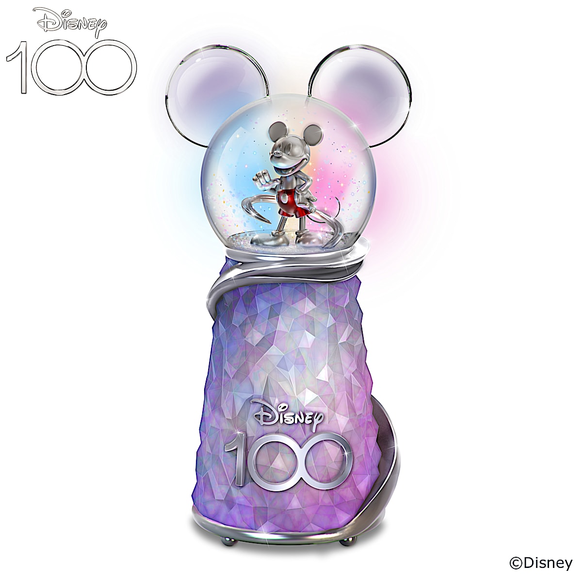 100 Years Of Wonder Illuminated Special Edition Laser-Etched Glass Globe  With A Prismatic Base Adorned With Disney Characters