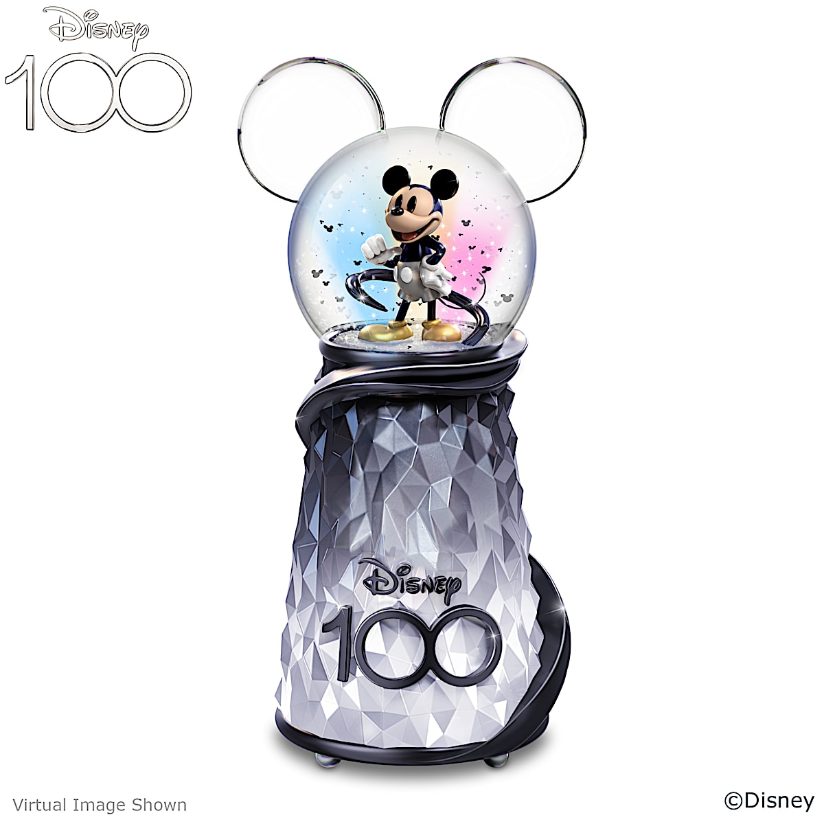 100 Years Of Wonder Illuminated Special Edition Laser-Etched Glass Globe  With A Prismatic Base Adorned With Disney Characters