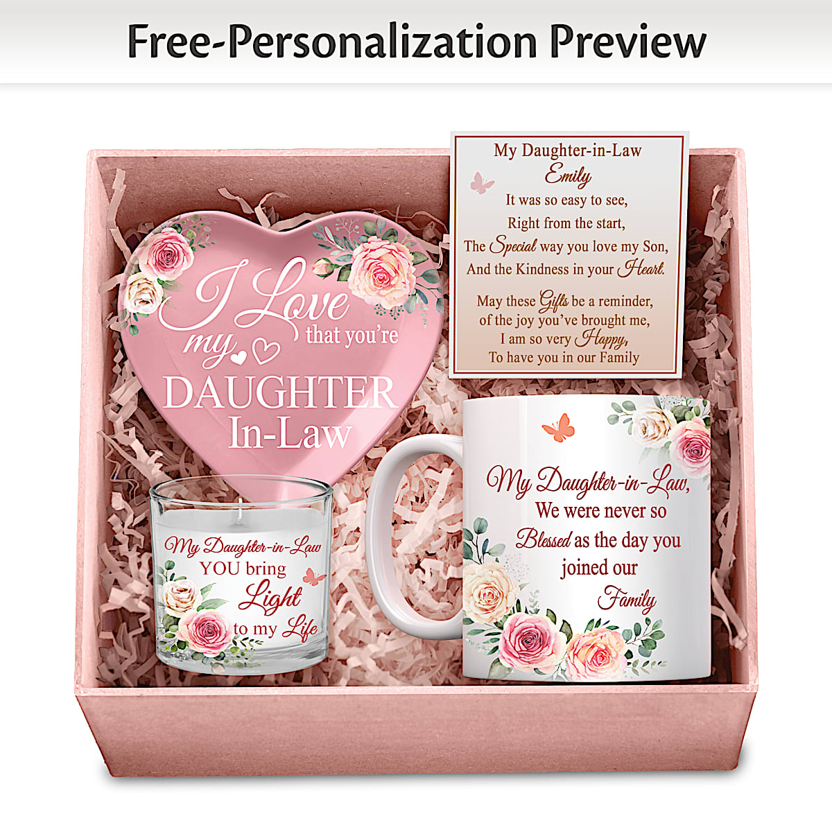 My Daughter-In-Law, I Love You Pink Personalized Gift Box Set With 