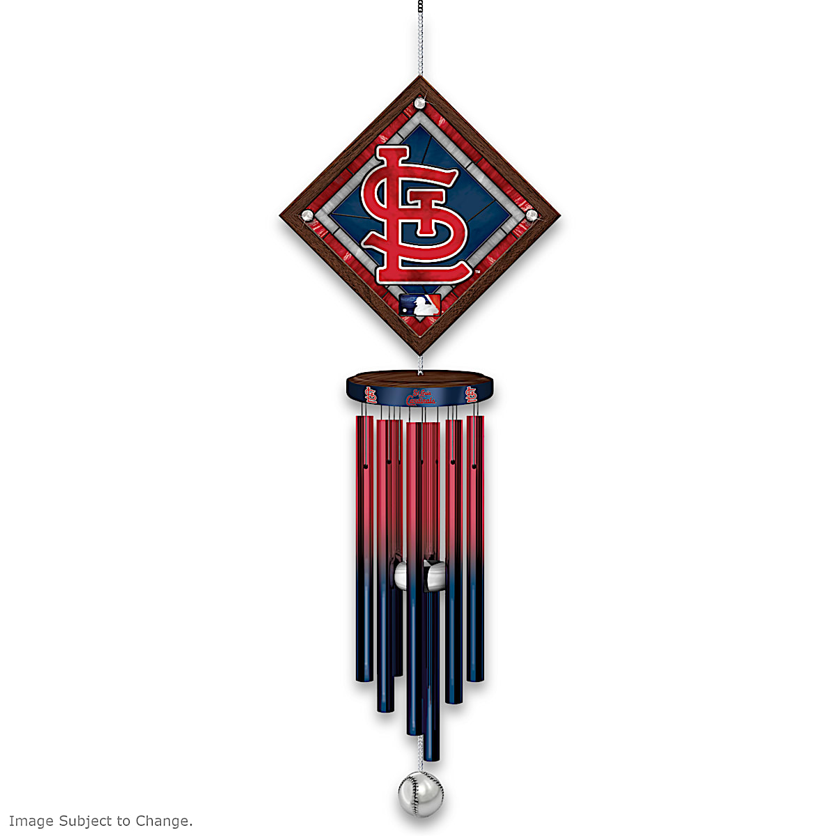 St. Louis Cardinals MLB Wind Chime With Team Name, Logo, Colors And 8