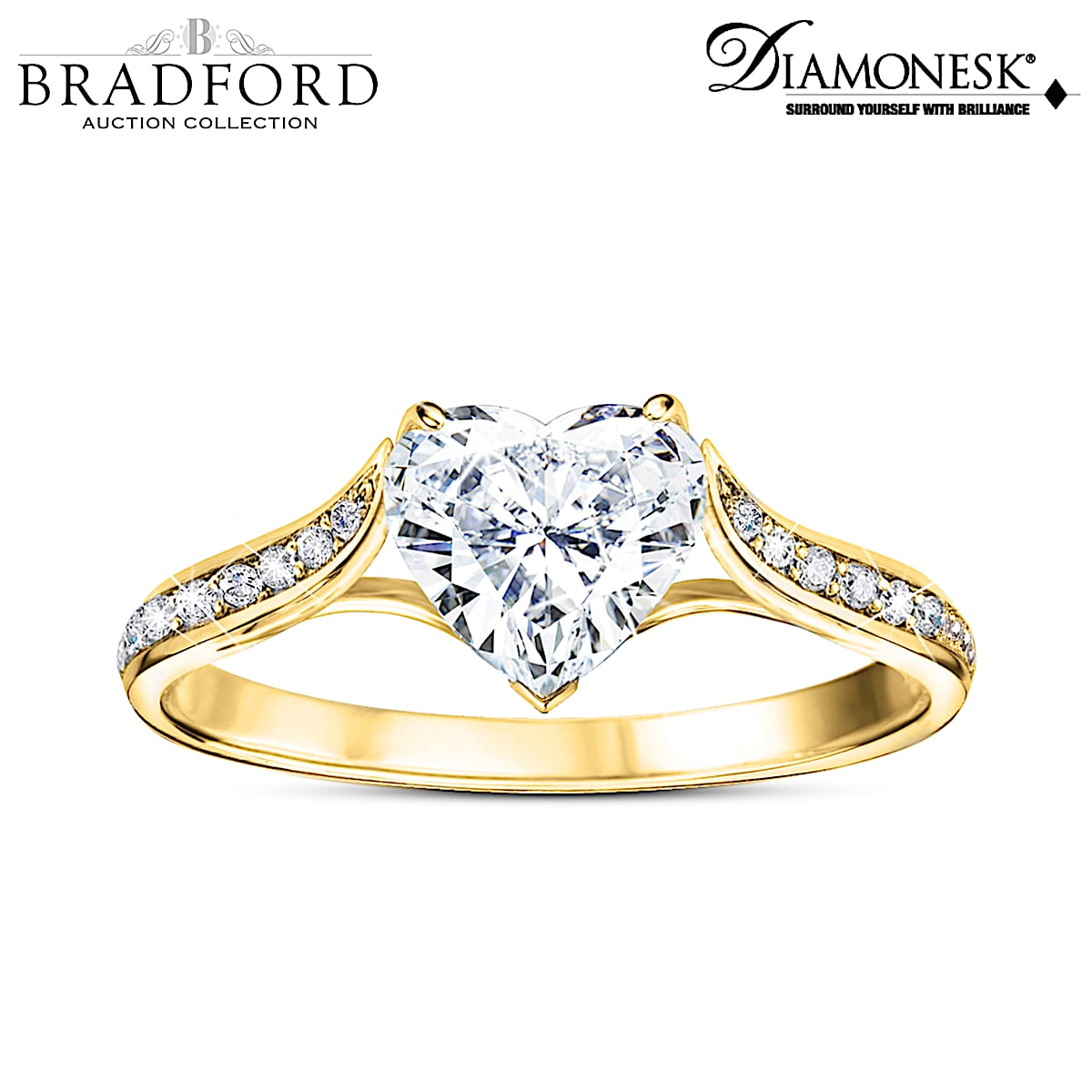 Womens Romantic 18K Gold-Plated Ring Adorned With A Heart-Shaped ...
