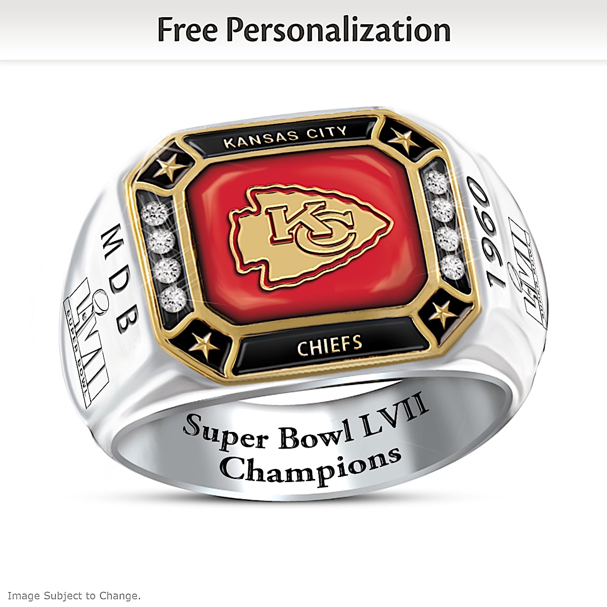 Kansas City Chiefs Super Bowl LVII Men's Personalized Commemorative NFL Ring - Personalized Jewelry