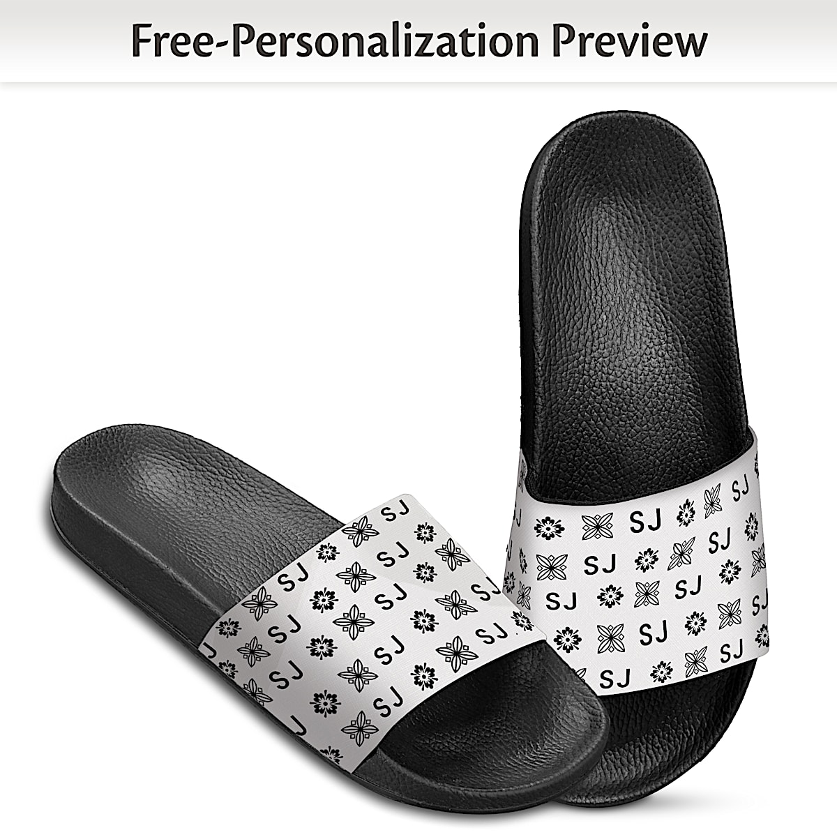 Just My Style Personalized White Faux Leather Slide Sandal 
