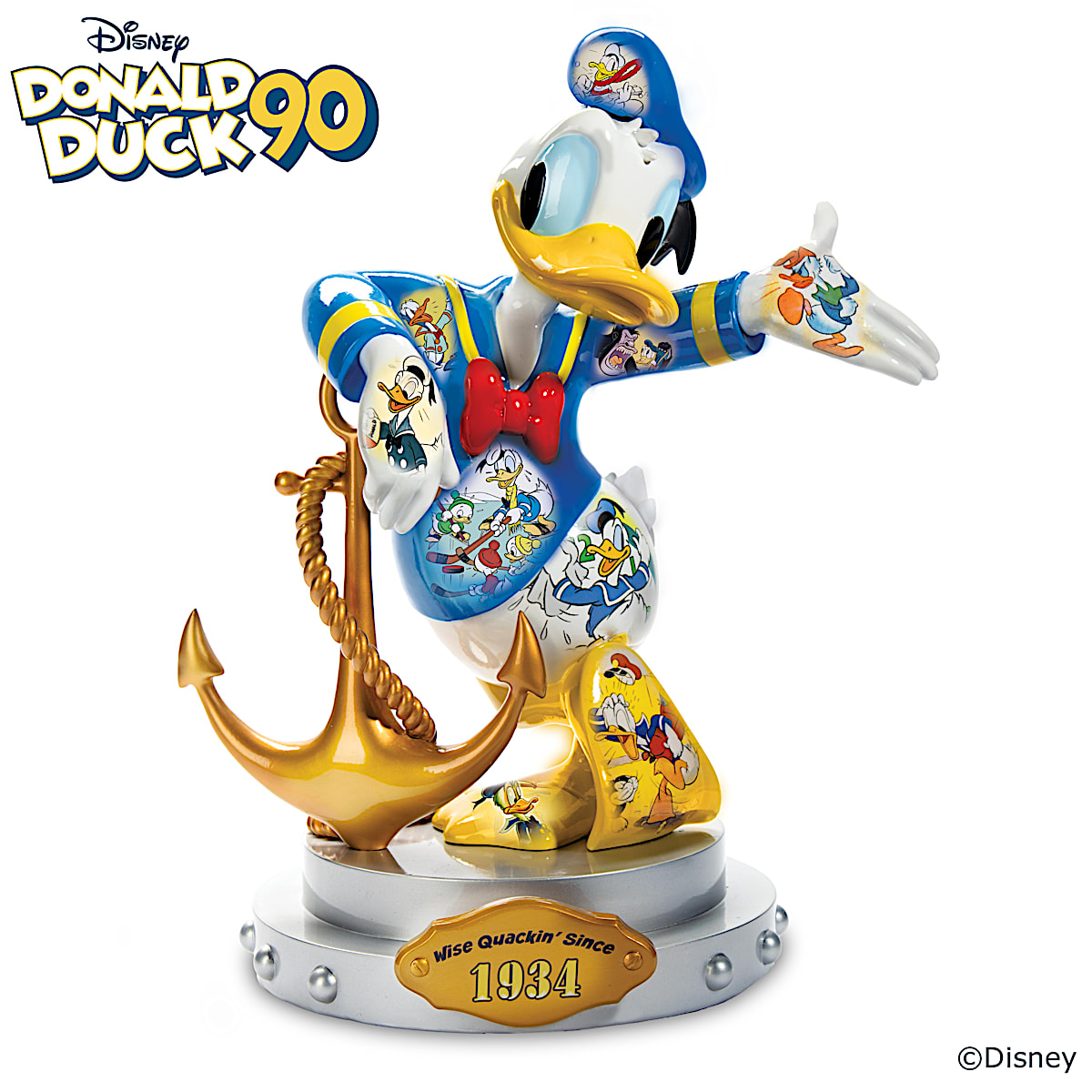 Donald Duck Hand Painted Sculpture Adorned With Disney Art Of His   Disney Donald Duck Sculpture With Artwork Of Classic Scenes