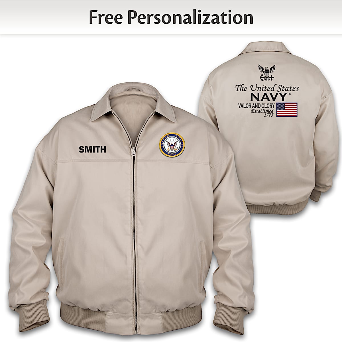 U.S. Navy Men's Windbreaker Jacket Personalized With Name