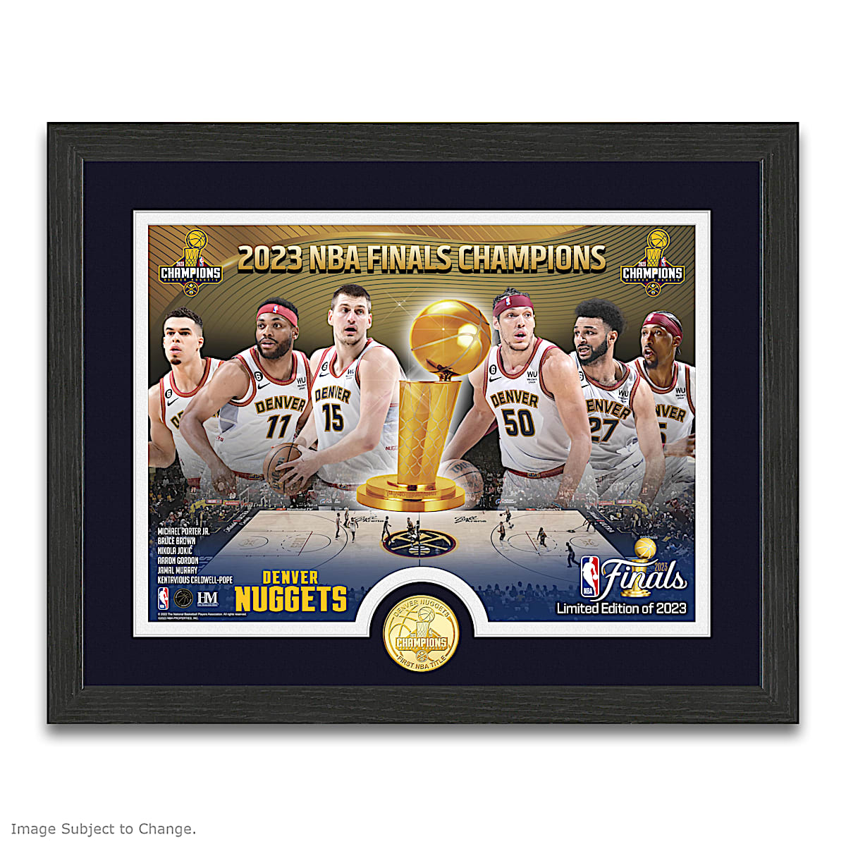 Denver Nuggets Mahogany 2023 NBA Finals Champions Logo Basketball Display  Case