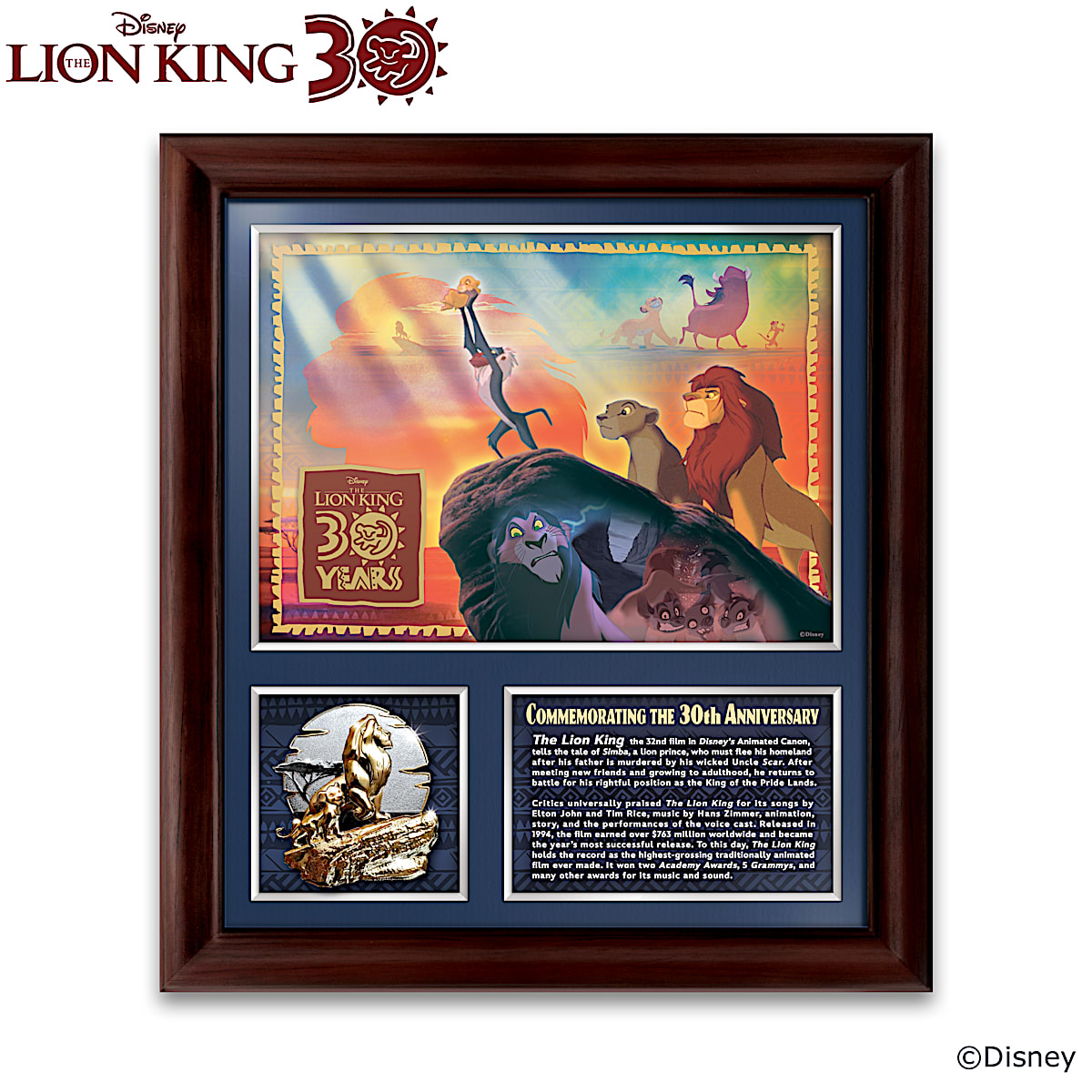 Disney The Lion King Framed Wall Decor Adorned With Colorful Character