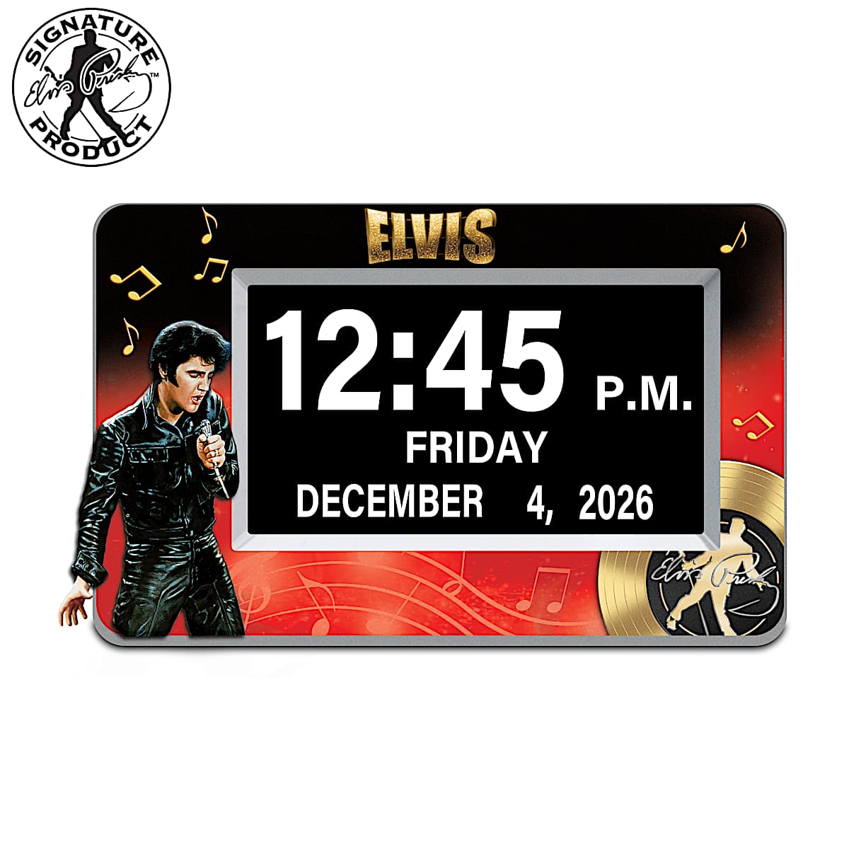 Elvis Presley Clock Featuring EasyToRead LED Numbers Adorned With